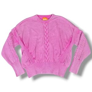 Wispr | sunbleached vintage style braided cable knit ribbed crew neck sweater